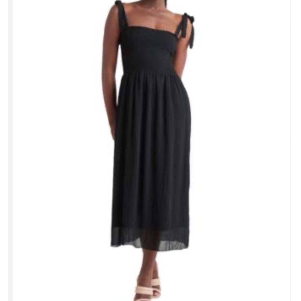 Black Tape_ Black Smocked Maxi Sundress